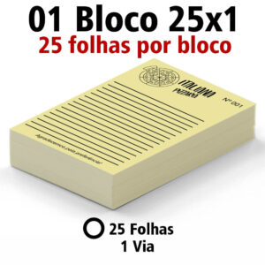 BLOCO APERGAMINHADO - 75g | 1X1 - 25 unidades | AP256C