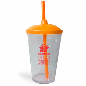 COPO TWISTER DE 600ML DE COR TRANSP COM CANUDO COLORIDO - 10g | 1X0 - 300 unidades | BAUER0267