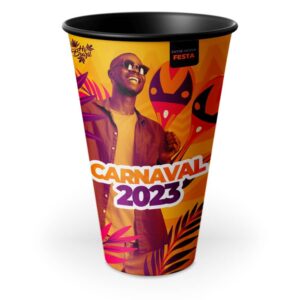 ECO COPO LABEL PRETO - 500ML - PLÁSTICO INJETADO - 10g | 4X0 - 1000 unidades | BERNAD019