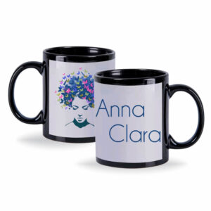 CANECA DE PORCELANA PRETA COM JANELA BRANCA - 350g | 4X0 - 10 unidades | CAPP10