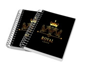 CADERNETA- CAPA MALEÁVEL COUCHÊ 300G - WIRE O - MIOLO AP 75G - 300g | 4X0 - 50 unidades | CW3HS50C