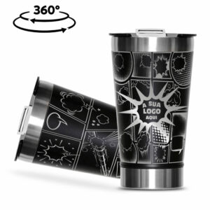COPO TÉRMICO COM ABRIDOR - PAREDE DUPLA E AÇO - 470ML - 10g | 1X0 - 10 unidades | GIFT2125