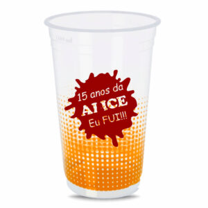 COPO DESCARTÁVEL - 400ML - IMPRESSÃO SILK - TRANSPARENTE 360 - 10g | 1X1 - 100 unidades | TEDCAM038